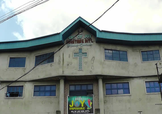 When you see this, you know you're at the Entrance of Oil of Joy Ministries International Inc. Borikiri Branch