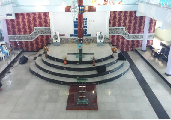 What you see is the Altar and Pulpit at Oil of Joy Ministries International Inc - Borikiri